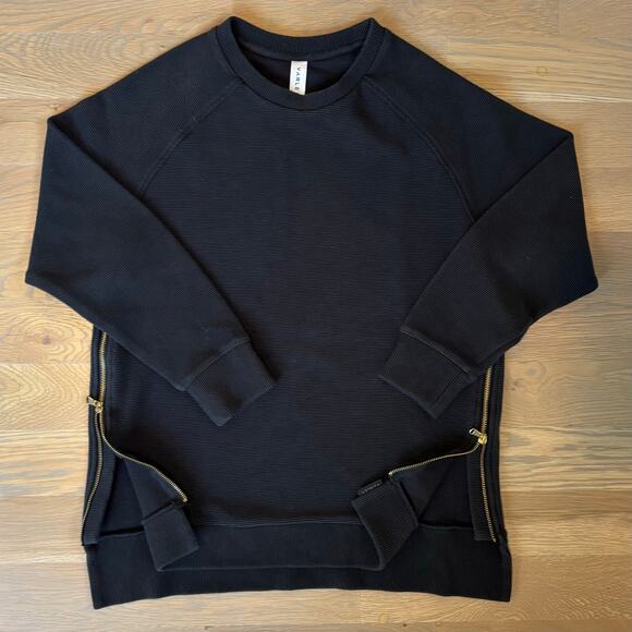 Varley Tops - Varley Manning Raglan Pullover Sweatshirt Black Rib Women’s Size Medium